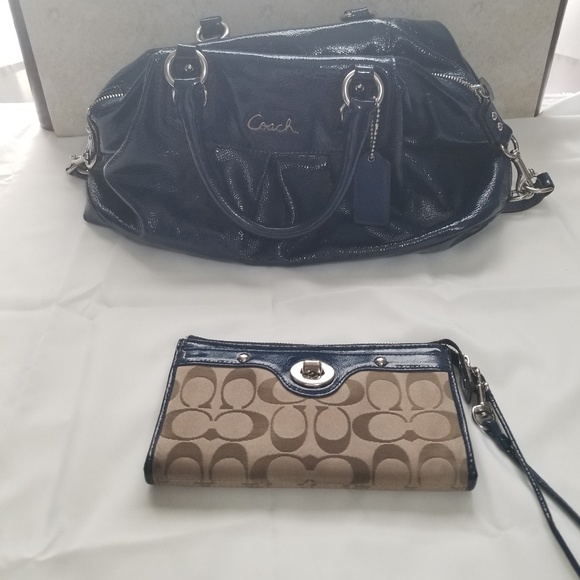 Coach Handbags - Teal blue Coach purse with matching wristlet